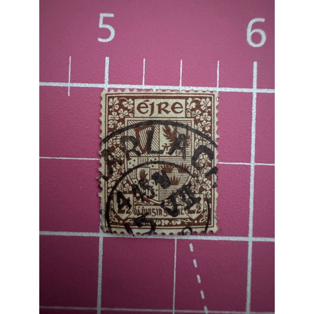 Vintage Eire Ireland 2d Two Pence Map of Ireland Brown Used Postage Stamp